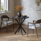 Unovivy 31.5" Black Small Round Dining Table For 2-4, Space Saving Circle Kitchen Dinner Table, Mid Century Modern Dining Room Desk For Kitchen, Apartment