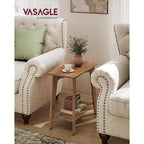 Vasagle Maezo Collection - Side Table, 2-Tier Small Rectangular End Table, 11.8 X 18.9 X 21.8 Inches, Nightstand With Tapered Legs, Curved Transitions, For Small Spaces, Honey Brown Ulet332K01