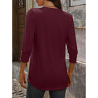 ANRABESS Womens Henley 3/4 Sleeve Tops, V Neck Comfy Fabric Shirts, Cozy for Work, Business, Trendy Versatile Casual Wear