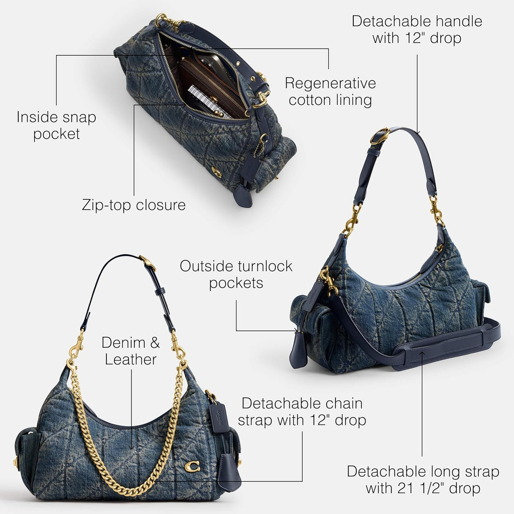 COACH Soft Quilted Leather Pocket Juliet Bag 30