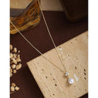 Pearl Necklaces for Women 14k Gold Plated Dainty Pearl Diamond Pendant Necklace Wedding Jewelry Bridal Bridesmaid Gifts for Women