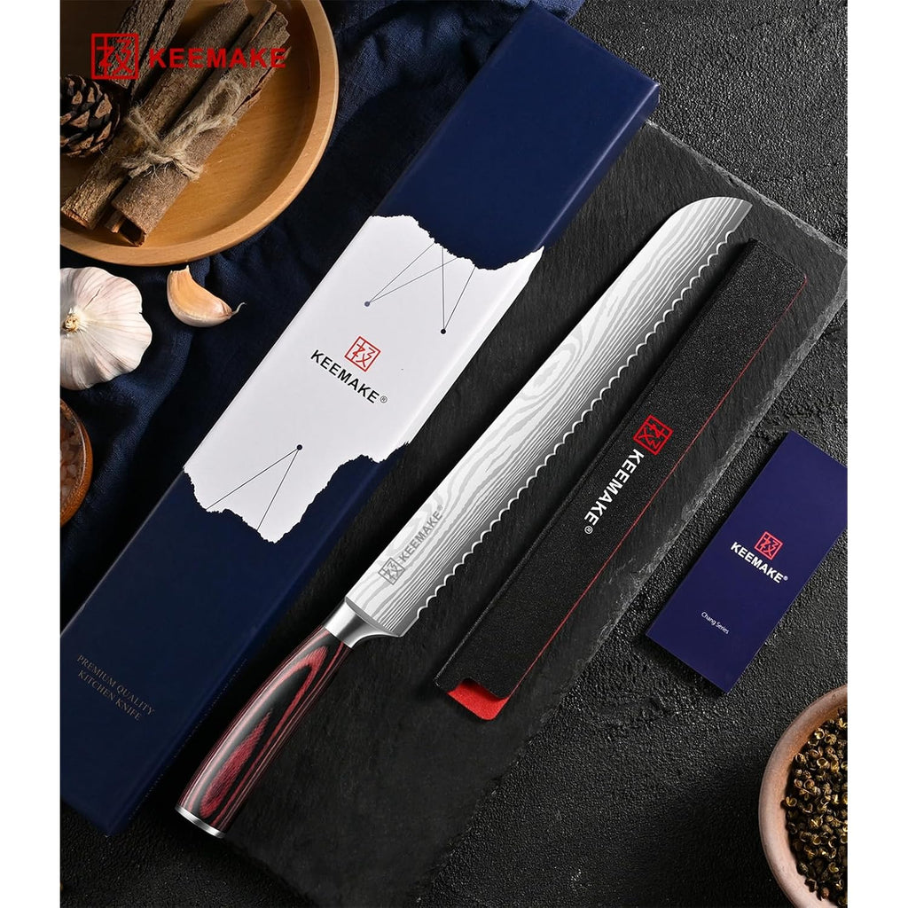 10 Inch Bread Knife For Homemade Bread - Ultra Sharp For Serrated Sourdough, Crusty Artisan Loaves, Bagels & Cake, High Carbon Stainless Steel Slicing Knife With Cover & Dad Gift Box