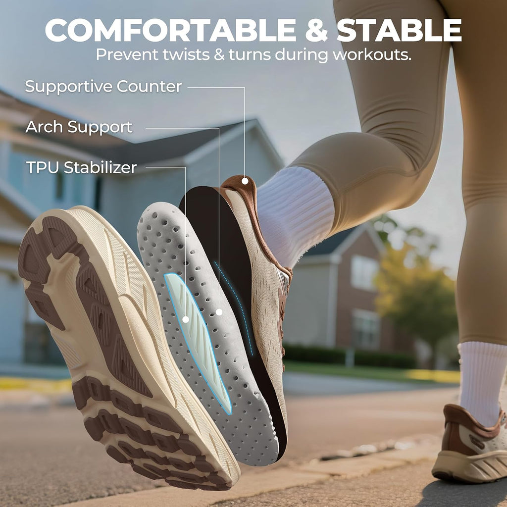 Allswifit Women'S Slip On Stability Walking Run Shoes | Hands Free,Arch Support,Cushioning,Breathable,Non Slip,Gym,Workout,City Walks,Running,Exercise,Fashion,Stedibase