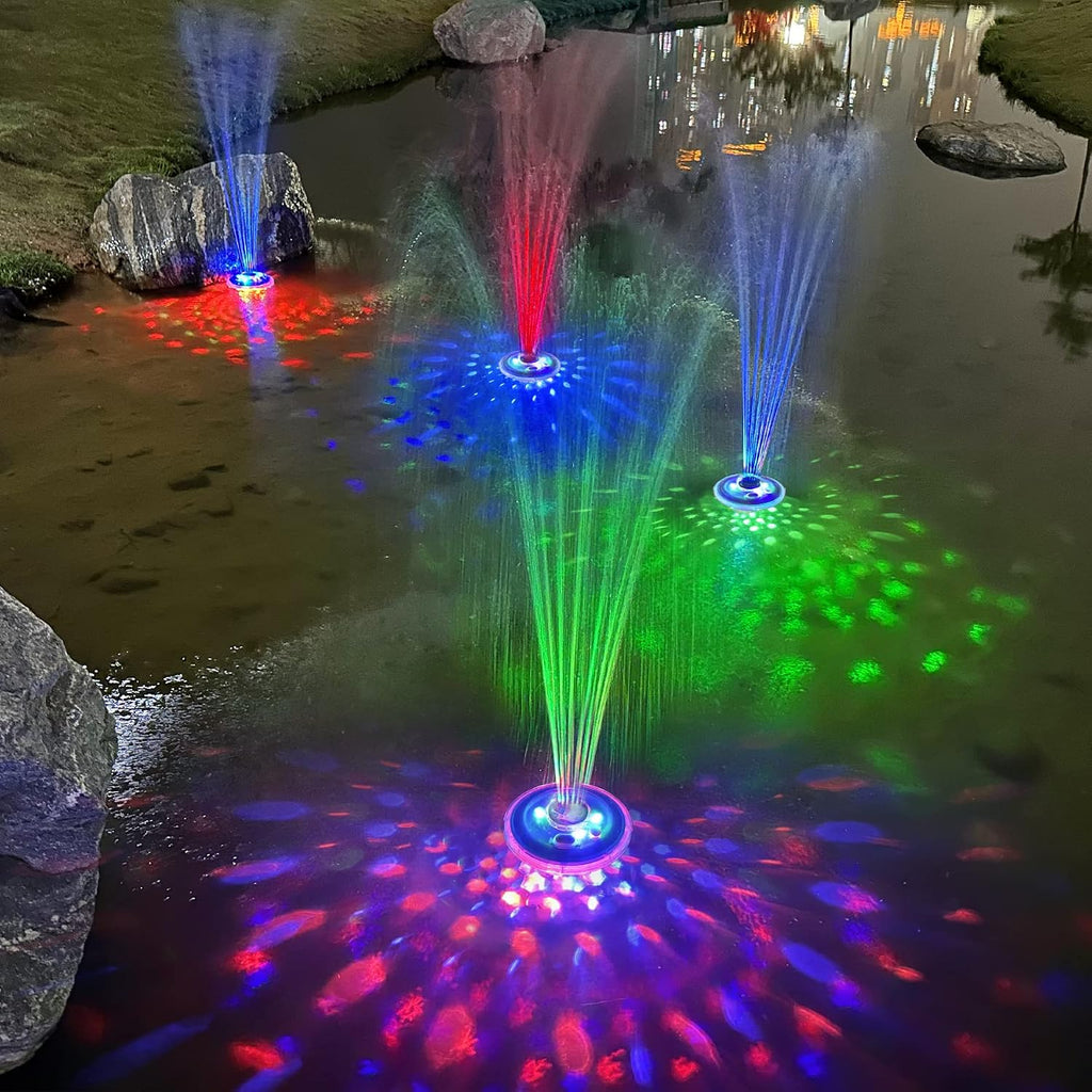 Floating Water Fountain With Underwater Lights, Powered Pump Outdoor, 3 Modes Sprinkler Waterfall Fountain For Inground Above Ground Pool, Pond-Blue-1Pc