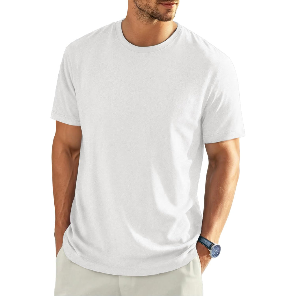 Eklentson Men'S Cotton Crewneck T-Shirts Short Sleeve Plain Tee Moisture Wicking Casual Tshirts Solid Color