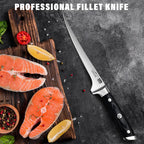 Shan Zu Fillet Knife 7 Inch- Edge Deboning Fish And Meat Boning Knife, Professional Super Sharp Fish Knives Made Of German Stainless Steel Boning Knives With Full Tang Handle