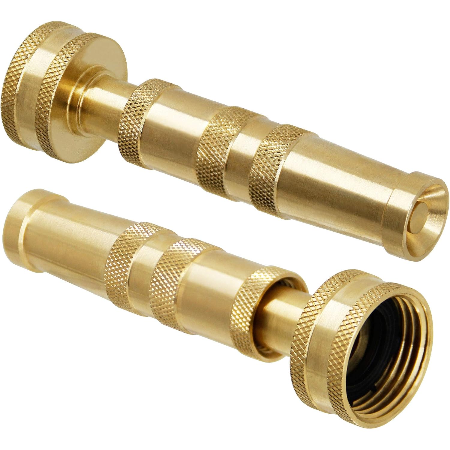 Triumpeek Solid Brass Hose Nozzle, 2 Pack 4" Heavy Duty Brass Garden Hose Nozzle With 10 Rubber Washers