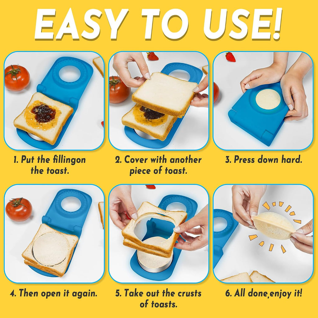 Sandwich Cutter And Sealer - Stainless Steel Decruster Sandwich Maker - Peanut Butter And Jelly Crustless Sandwich Bread Pancake Maker Cookie Cutter For Kids Children Boys Girls