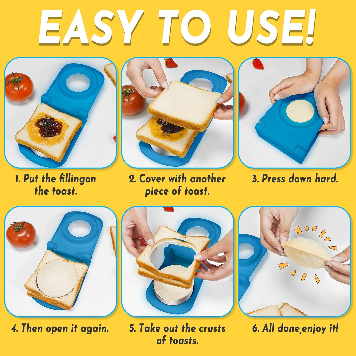 Sandwich Cutter And Sealer - Stainless Steel Decruster Sandwich Maker - Peanut Butter And Jelly Crustless Sandwich Bread Pancake Maker Cookie Cutter For Kids Children Boys Girls