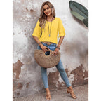 Sialois Womens Blouses 3/4 Length Sleeve Tops Ruffle V Neck Shirts Casual Tunic Spring Fall Summer Fashion Work Clothes