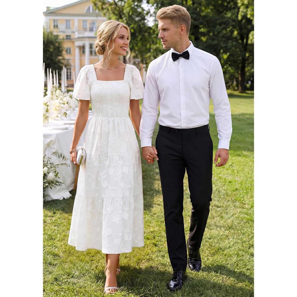 Zesica Wedding Guest Dresses For Women Summer 2026 Boho Floral Midi Dress Flowy Beach Vacation Graduation Long Dresses