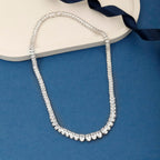 14K White Gold Lab Grown Diamond Tennis Necklace, 5.15 Carats, VS1 Clarity, E-F Color, Oval Cut 4 Prongs Fine Jewelry for Gifts