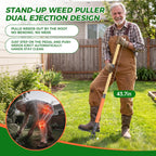 Stand Up Weed Puller Tool, 4-Claw Steel Head Deep Root Extractor With Dual-Eject Design, Real Bamboo Long Handle & Metal Anti-Slip Pedal, No Bending Dandelion Remover For Garden Lawn Yard