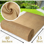 Burloptuous 40" X15 Feet Gardening Burlap Roll - Multipurpose Natural Burlap Fabric, High Density Jute Fiber Material For Decorations, Center Pieces For Home, Rustic Party Décor