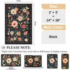 DUKINO 2x3 Rugs for Entryway, Floral Indoor Washable Door Mat, Non Slip Boho Small Rug for Kitchen, Soft Low Pile, Front Door Throw Rug for Entrance, Bedroom, Kitchen, Laundry, Bathroom, Black