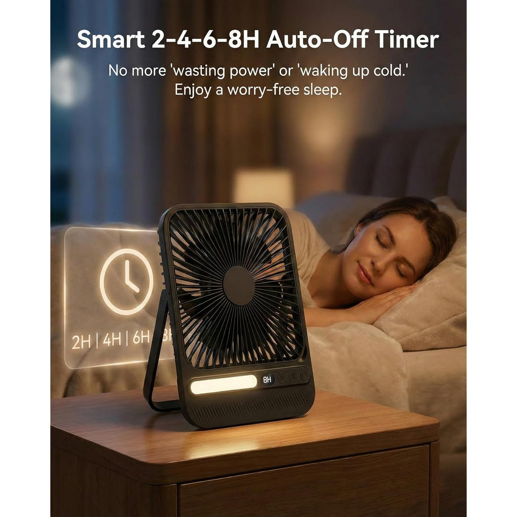 8000Mah 28Hrs Portable Travel Fan With Timer&Light, Ultra-Thin,7In | 28H Max Cooling Time,<42Db Quiet For Sleeping,Cruise Approved,4 Speeds,Led Display,Battery Powered Fan For Hotel Office