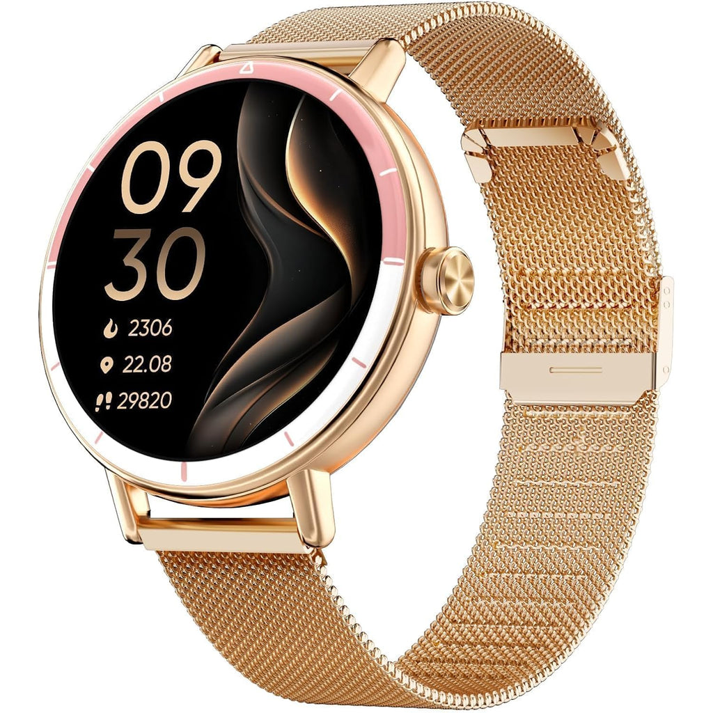 TOOBUR Smart Watch for Women with Two Bands, 40mm HD Smartwatch, Compatible with Android & iOS, Answer/Make Calls, Fitness Watch with Step/Sleep/HR Tracker, IP68, Stylish Gift, Rose Gold