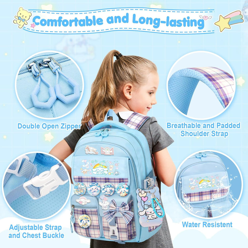 Kieal 16.5/19In School Backpack For Girls With 24Pcs Accessories, Anti-Theft Kids Backpack For Students, New Semester Presents With Pins And Card Holder