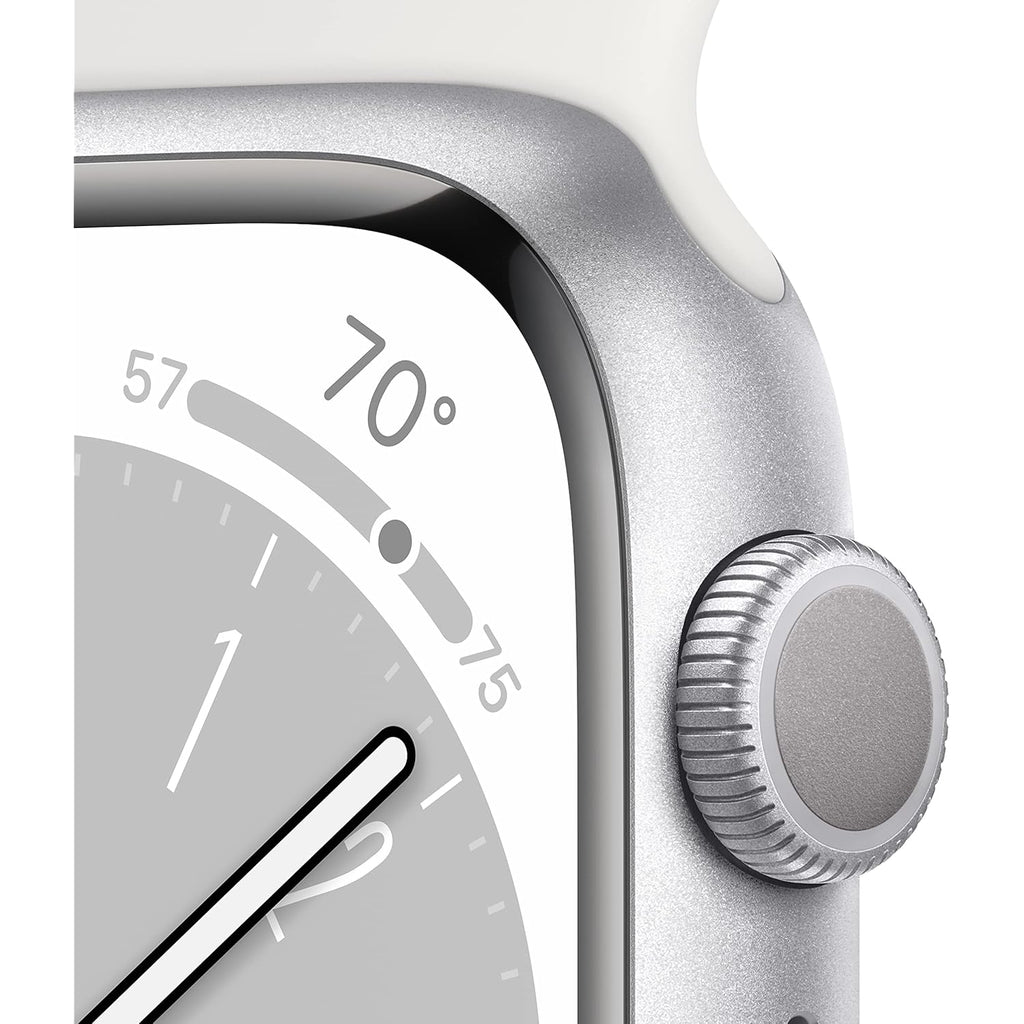 Apple Watch Series 8 [GPS, 45mm] - Silver Aluminum Case with White Sport Band, S/M (Renewed)