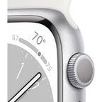 Apple Watch Series 8 [GPS, 45mm] - Silver Aluminum Case with White Sport Band, S/M (Renewed)