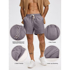 Comdecevis Men'S 5" Linen Shorts Casual Elastic Waist Drawstring Shorts For Lounge Summer Beach Vacation