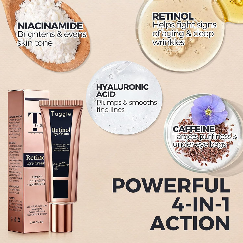 Retinol Under Eye Cream – Anti Aging Eye Cream For Puffiness And Bags Under Eyes & Wrinkles, Firming And Moisturizing, Gentle Formula For Men & Women To Reduce Dark Circles 0.7 Fl.Oz
