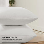 Deconovo Throw Pillow Covers 18 X 18 Inch Set Of 4, Covers Only No Insert, Faux Linen Decorative Square Pillowcases With Hidden Zipper For Couch Sofa Bed Living Room, Natural White (Warm Off-White)
