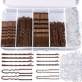 Teenitor 300Pcs Bobby Pins Hair Pins Kit, 100 Hair Pin For Women 100 Bobby Pins Brown And 100 Hair Bands, Hair Pins For Buns 2Inch 2.36Inch 2.75Inch