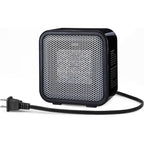 Amazon Basics Ceramic Portable Mini Space Heater For Office Desk, Indoor Use, Fast Heating, Energy Efficient, 500W, With Tip-Over Protection, Lightweight 1.4 Lbs, Black, 5.87"D X 3.15"W X 5.95"H