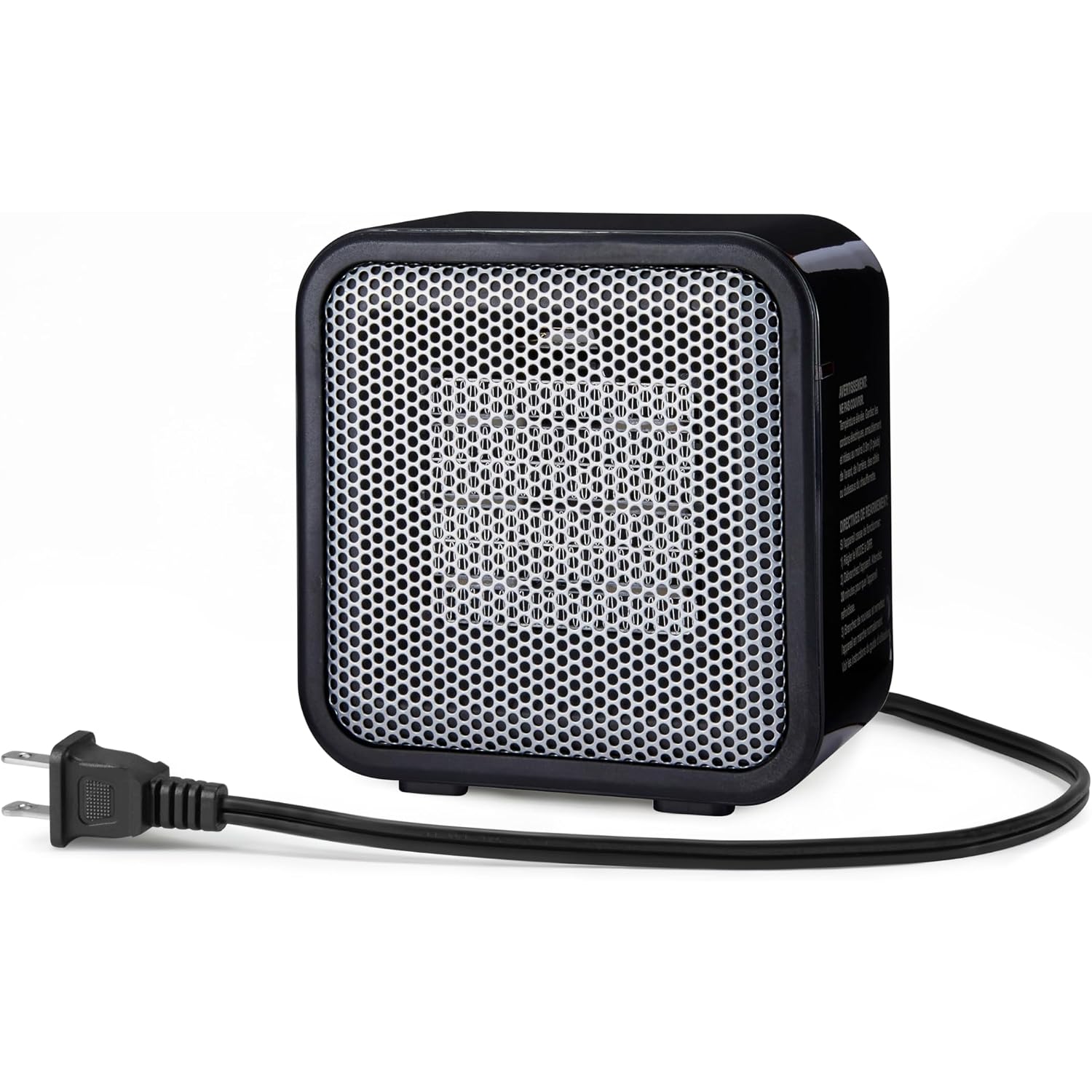 Amazon Basics Ceramic Portable Mini Space Heater For Office Desk, Indoor Use, Fast Heating, Energy Efficient, 500W, With Tip-Over Protection, Lightweight 1.4 Lbs, Black, 5.87"D X 3.15"W X 5.95"H