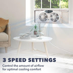 Bionaire Window Fan With Reversible Airflow Blades – 3-Speed Settings, Programmable Thermostat, Led Display, Remote Control, Fits 24–36" Windows, No Assembly Required