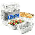 60 Pack Disposable Mini Aluminum Loaf Pans With Chear Lids,(6"X3.5"X2" )1 Lb Foil Loaf Pans,Disposable Aluminum Food Containers With Lids,Small Aluminum Tin Foil Baking Pan For Cakes, Bread, Meat