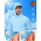 Roadbox Upf 50+ Mens Sun Hoodie, Long Sleeve Uv Protection Fishing Shirt With Pocket, Outdoor Running Athletic Rash Guard