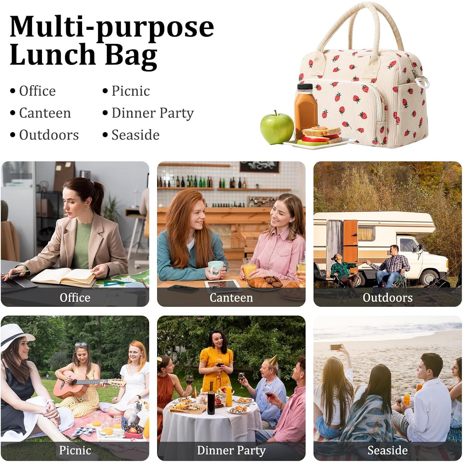 Mexs Insulated Lunch Bag For Women Men Large Reusable Lunch Box Adult Leakproof Portable Cooler Tote Bags For Work Picnic