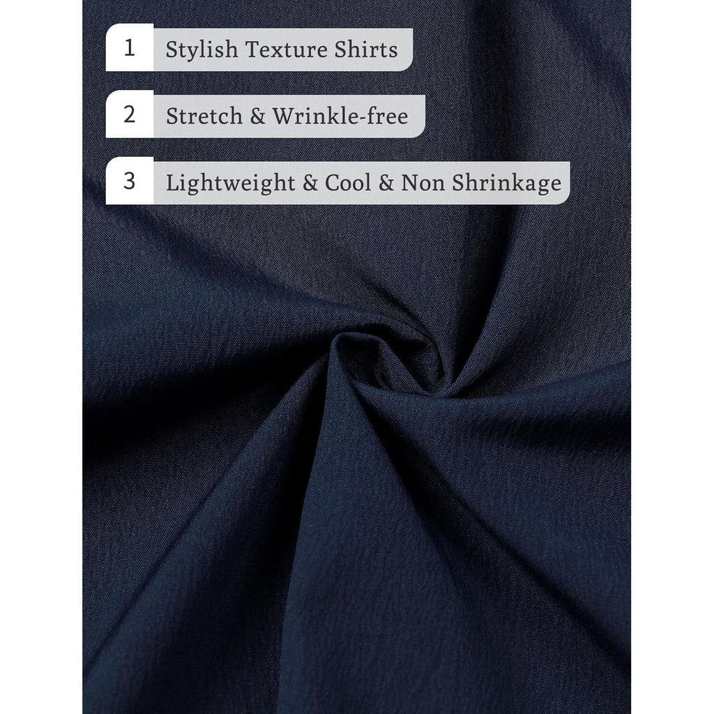 Jemitop Men'S Stretch Wrinkle Free Short Sleeve Texture Shirt Lightweight Summer Button Down Shirts For Beach Vacation