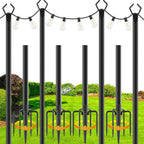 Beizelte 4 Pack 10Ft String Light Poles,Light Poles For Outside Lights With Fork,Outdoor Brackets Hanging Lights,Metal Stand For Deck Patio,Backyard,Wedding,Deck,Party