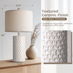 23" Modern Ceramic Table Lamp Set Of 2, Table Lamps For Living Room, Rustic Farmhouse Bedside Lamps Nightstand Lamp For Bedroom, White Desk Lamp For End Table Home Decor Beige