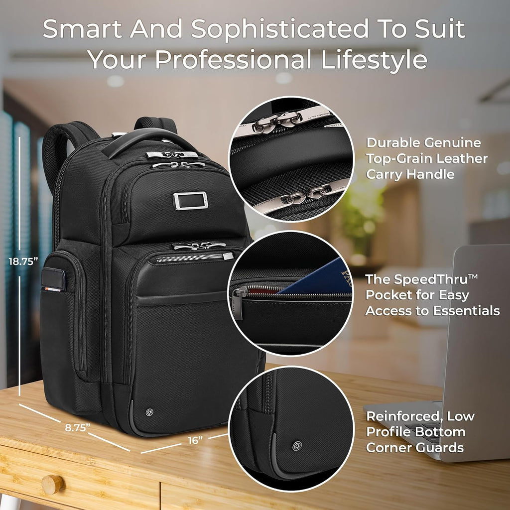 Briggs & Riley Large Cargo Backpack For Women & Men - Laptop Backpack, For Work & Travel, Spacious & Durable, Padded Straps, Fits Up To 17" Laptop - @Work Collection, Black