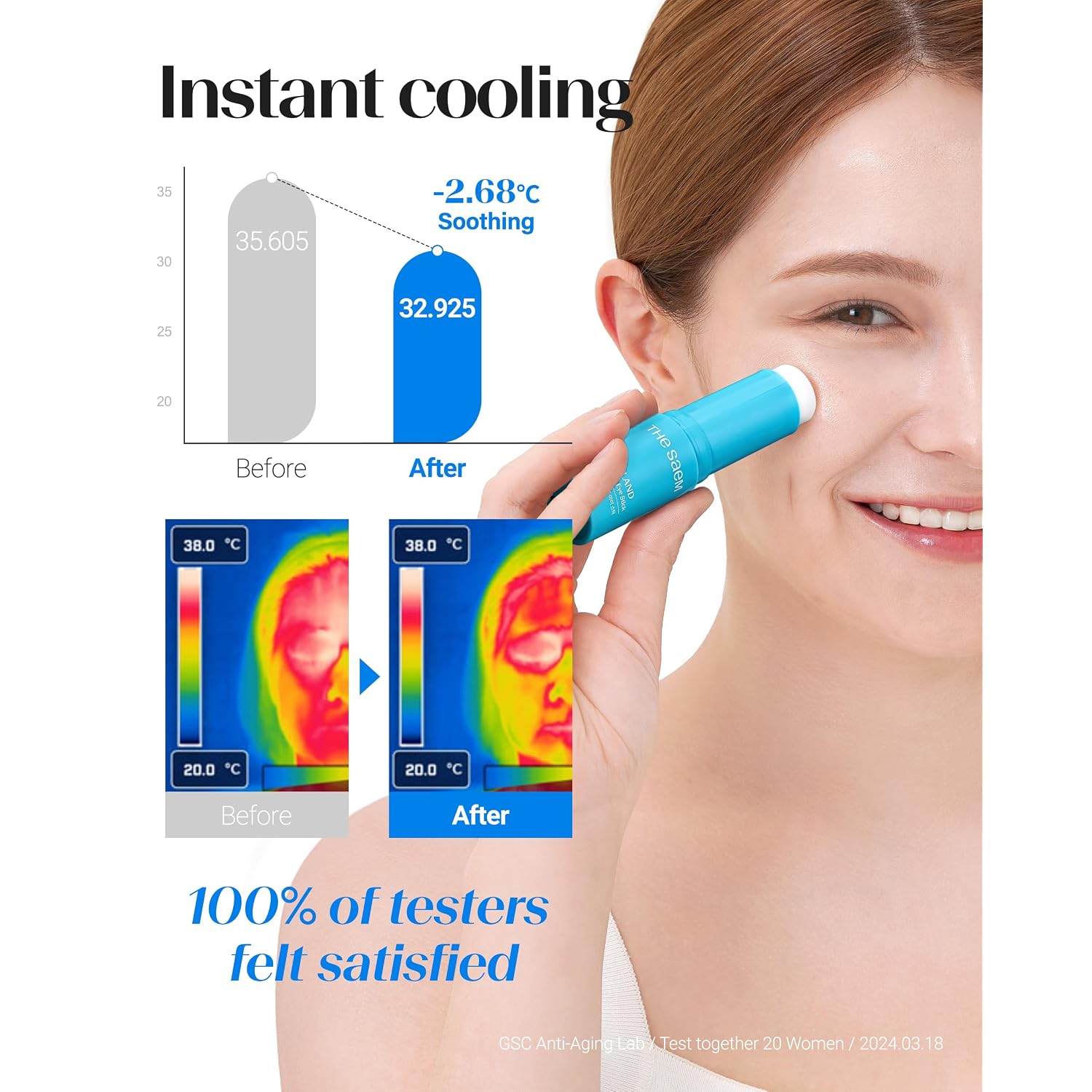 Thesaem Iceland Hydrating Eye Stick - Cooling Balm - Dark Circles & Puffiness – Under Eye Treatment - Reduce Wrinkles And Moisturizing - Minimize Dark & Puffy Eyes - Aqua Scent, 0.38 Oz