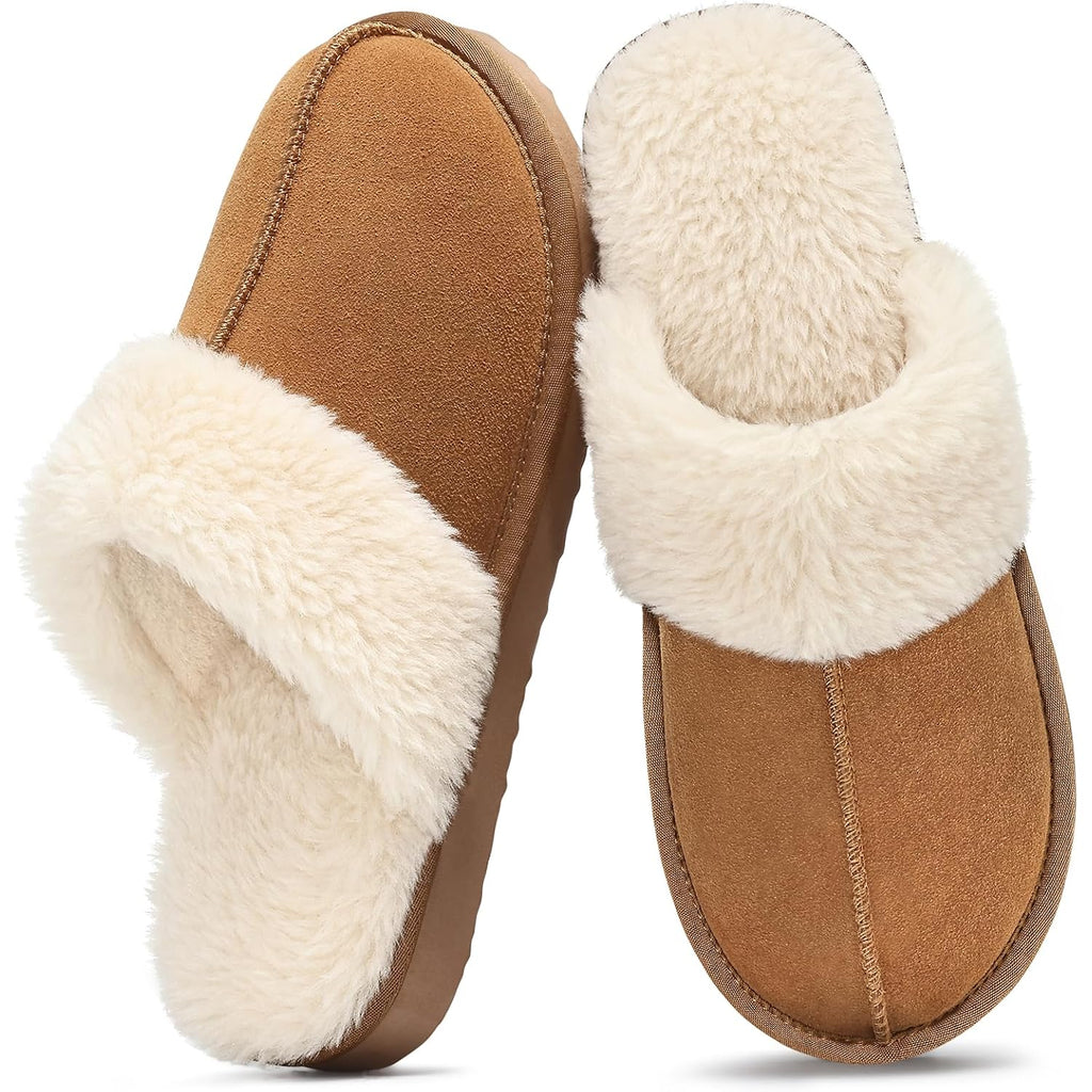 Women'S Fuzzy Memory Foam Slippers Fluffy Winter House Shoes Indoor And Outdoor