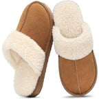 Women'S Fuzzy Memory Foam Slippers Fluffy Winter House Shoes Indoor And Outdoor