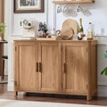 Joaxswe Sideboard Buffet Cabinet With Storage, 46" Arc-Shaped Credenza With 3 Doors & Adjustable Shelves, Mid Century Modern Coffee Bar Cabinet For Kitchen, Living Room, Entryway, Darkwood