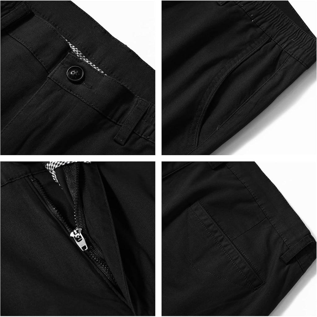 Men'S Flat Front Chino Shorts Casual Summer Cotton Elastic Waist Beach Vacation Outfits With Pockets For Walking