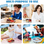Stainless Steel Snack Containers, 3 Compartments Reusable On And Go Bento Box With Lids For Kids, Lunch Box Pre Meal Storage For Daycare School Outdoor Camping Travel - Blue