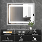 Sweetcrispy 24"x32" Smart Anti-Fog LED Bathroom Mirror with Lights and Front Light & Backlit, 3 Color Temperatures, Dimmable, Memory Function, Rectangle Modern Vanity Mirror