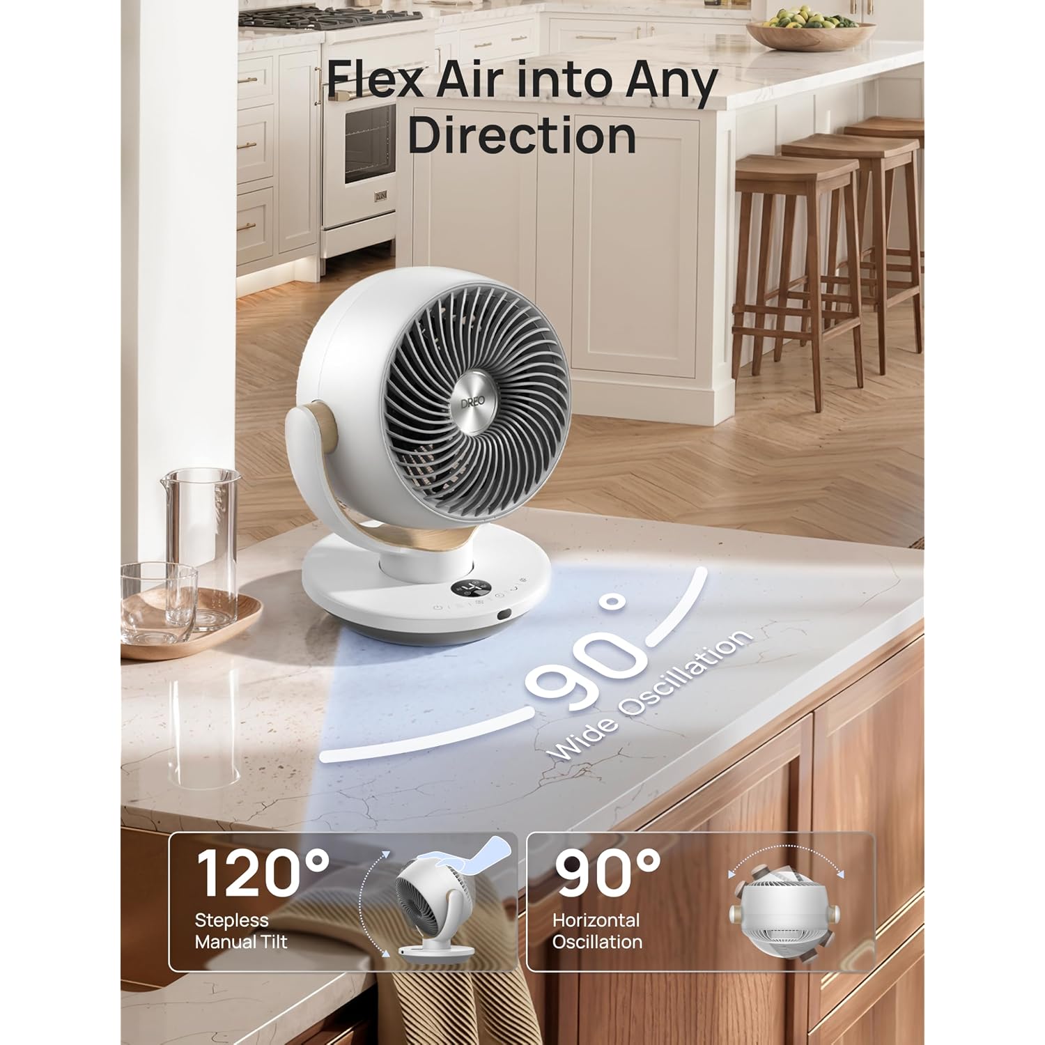 Dreo Fan For Bedroom, Desk Air Circulator Fans With Remote, 11 Inch Table Fan For Whole Room, 65Ft Powerful Airflow, 120° Vertical Manual And 90° Oscillating, 4 Speeds, 8H Timer, 25Db Quiet, Home