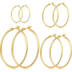 Gokeey Gold Hoop Earrings Set for Women,14k Gold Plated Gold Hoops with Sterling Silver Post Hypoallergenic Thin Hoop Gold Earrings for Girls Trendy Jewelry Gifts