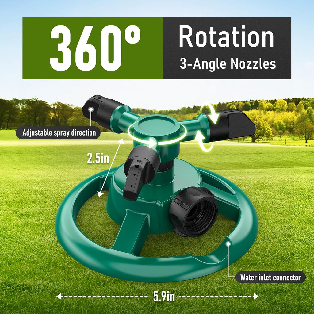 Sprinklers For Yard, Lawn & Garden Sprinkler Automatic 360 Rotating For Large Area Coverage, Grass Water Sprinkler For Kids And Pets Water Fun