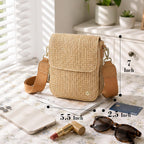 Faux Straw Crossbody Bags For Women Small Summer Purse Rfid Woven Phone Bag Travel Beach Hawaiian Essentials Gifts