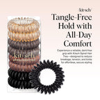 Kitsch Spiral Hair Ties For Women – Coiled Plastic Hair Ties No Damage, Ponytail Holders For Thick And Thin Hair – Creaseless And Dent-Free, Phone Cord Style - Brunette, 8 Pcs
